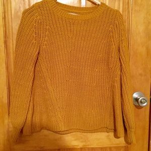 Loft ribbed blouson sleeve sweater mustard yellow